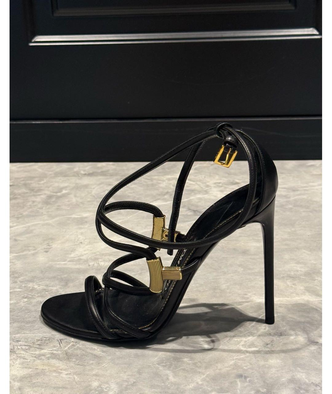 TOM FORD Черные кожаные босоножки, фото 6