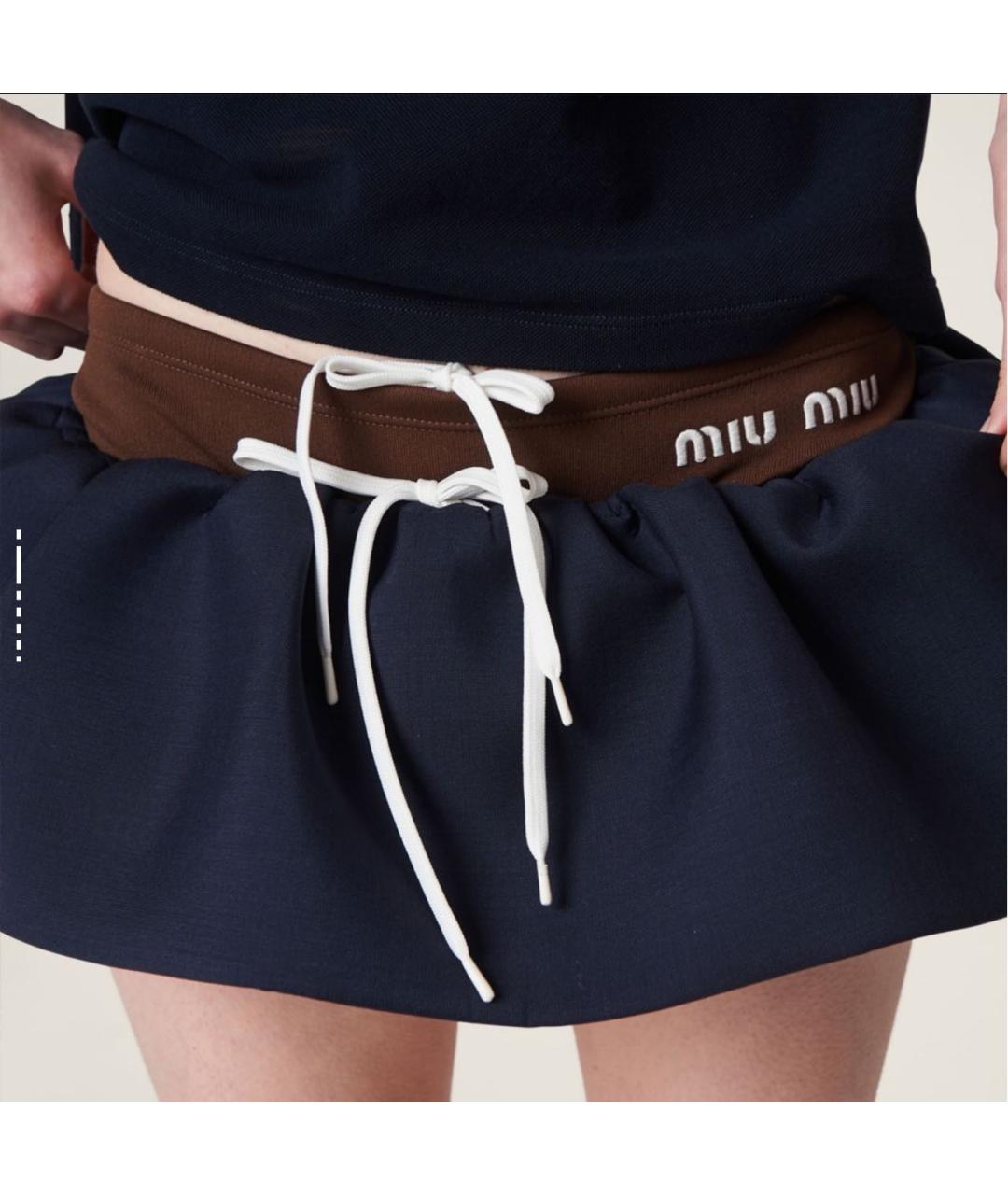 MIU MIU Темно-синяя юбка мини, фото 4