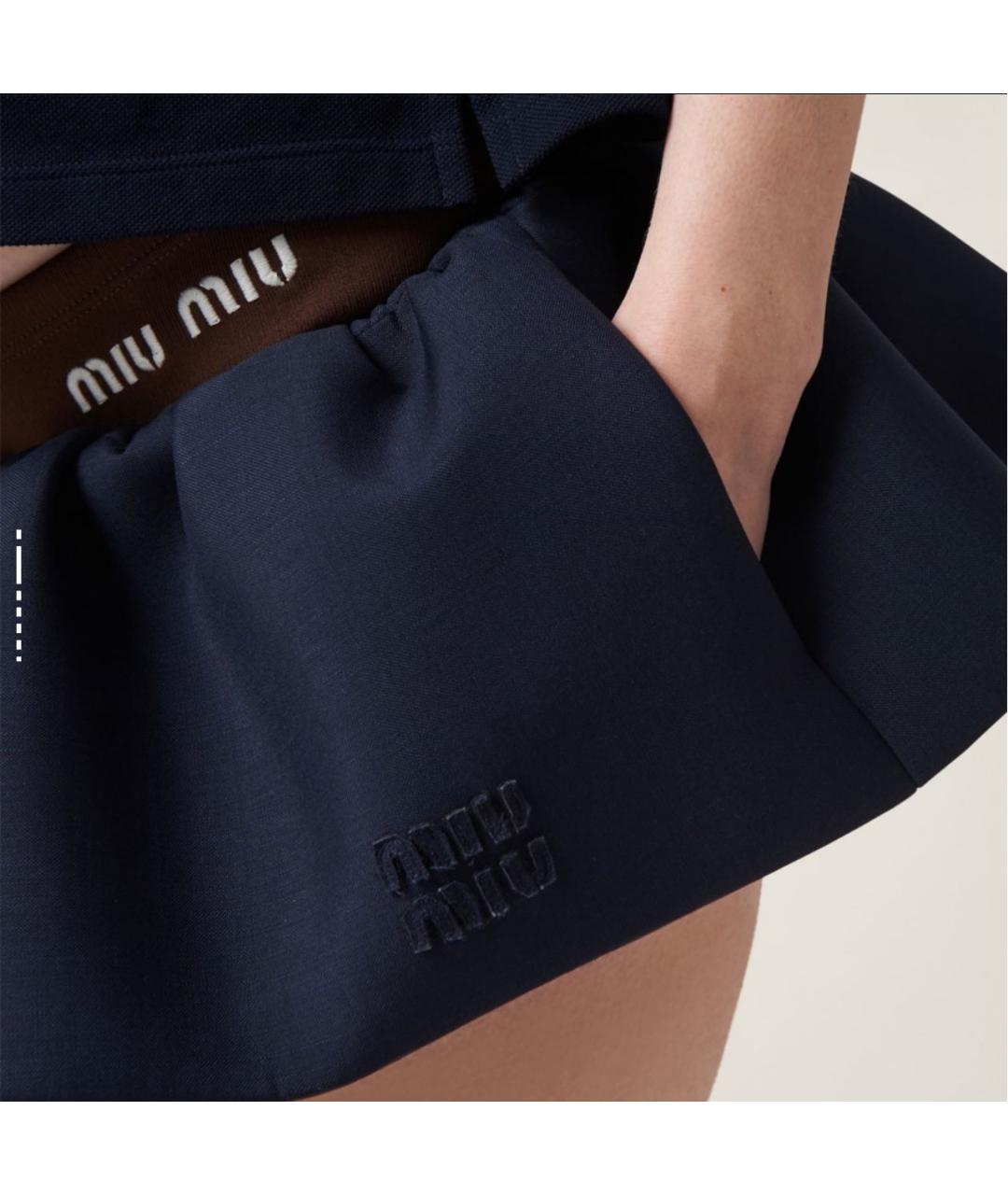 MIU MIU Темно-синяя юбка мини, фото 5