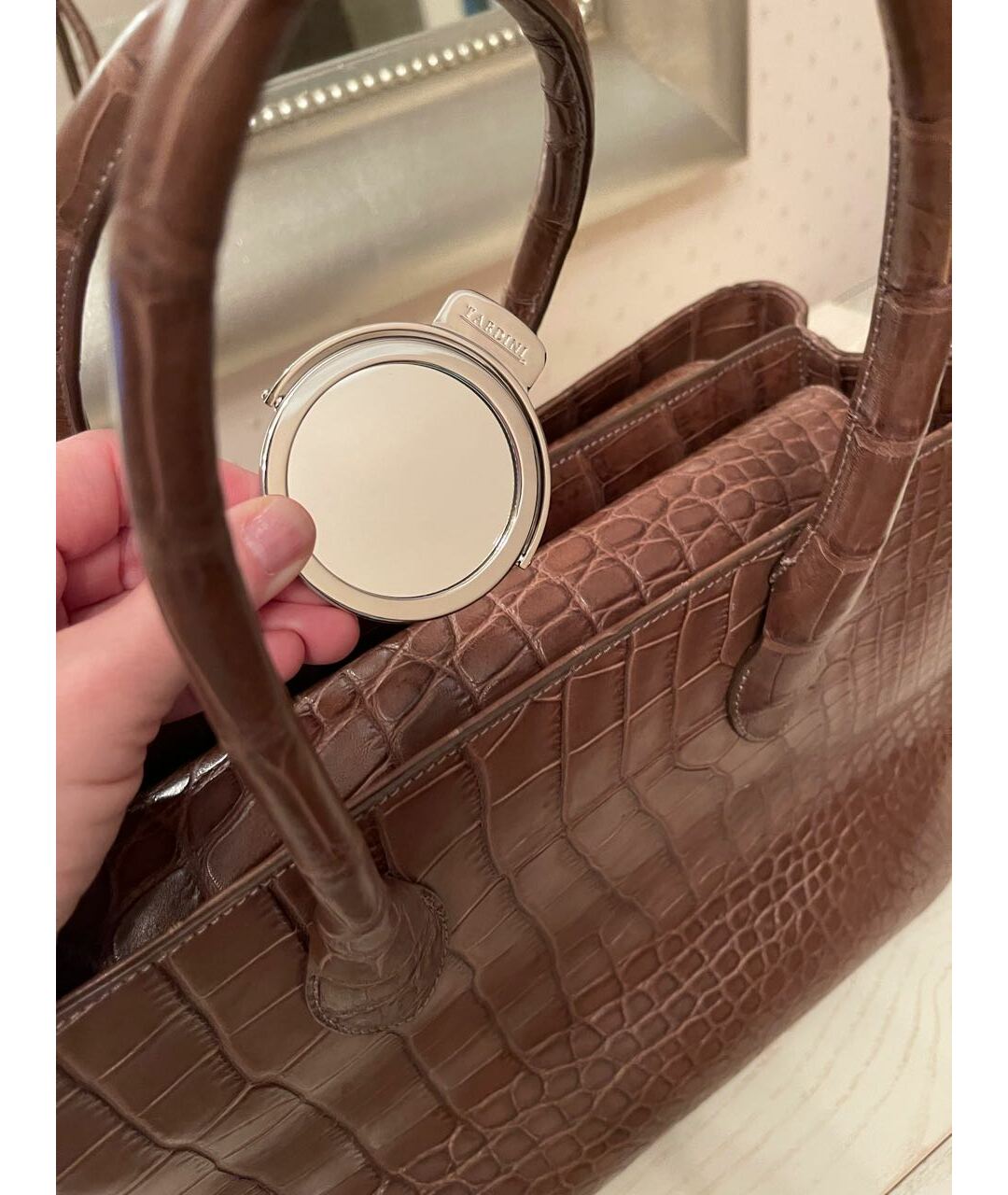 TARDINI Коричневая сумка тоут из экзотической кожи, фото 7