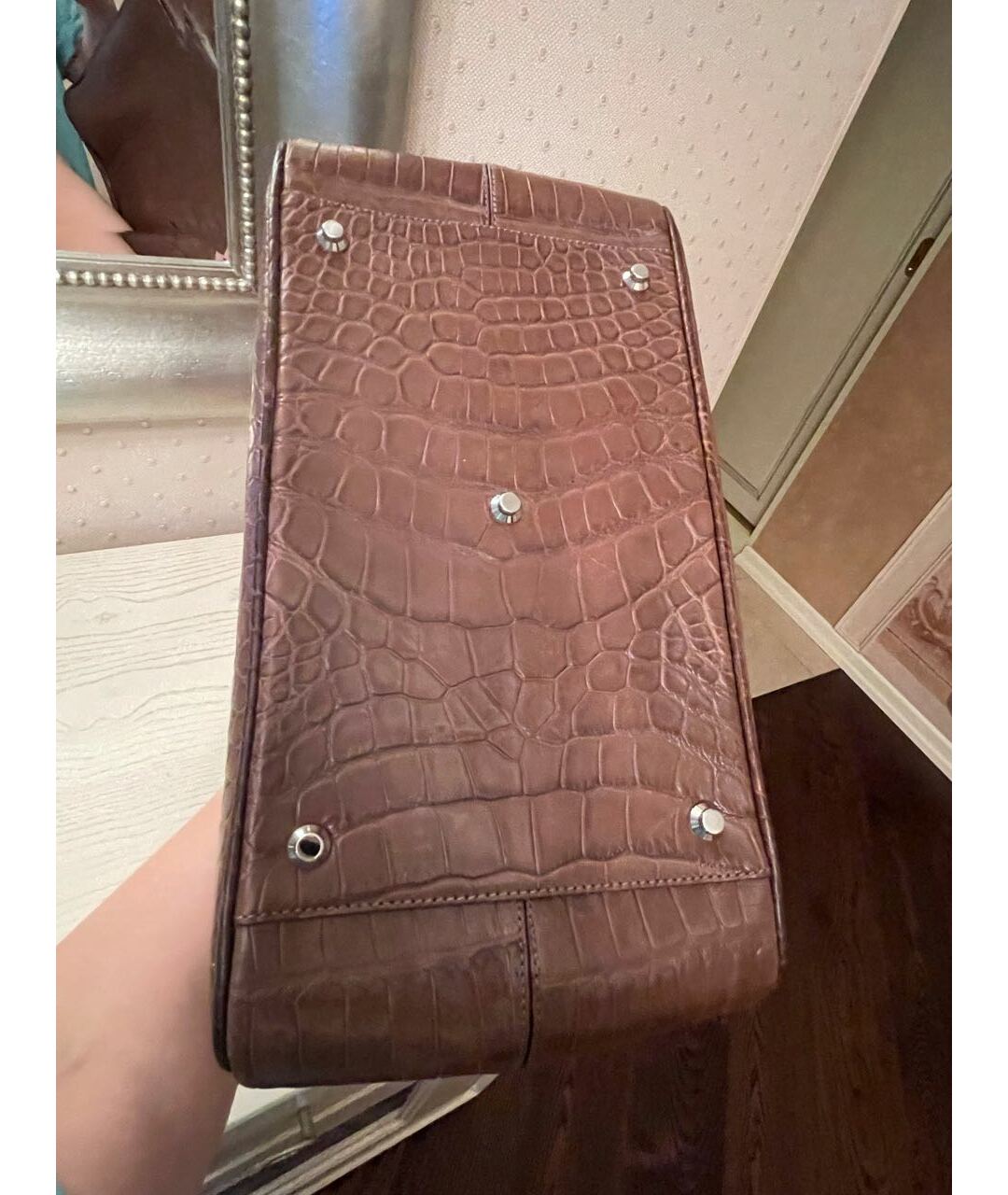 TARDINI Коричневая сумка тоут из экзотической кожи, фото 8