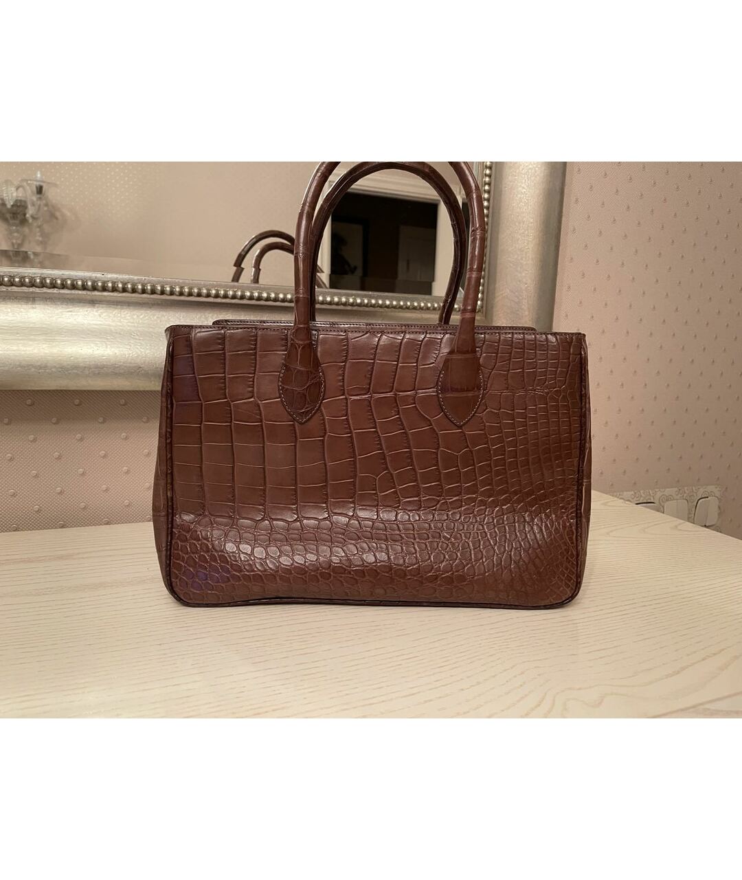 TARDINI Коричневая сумка тоут из экзотической кожи, фото 9