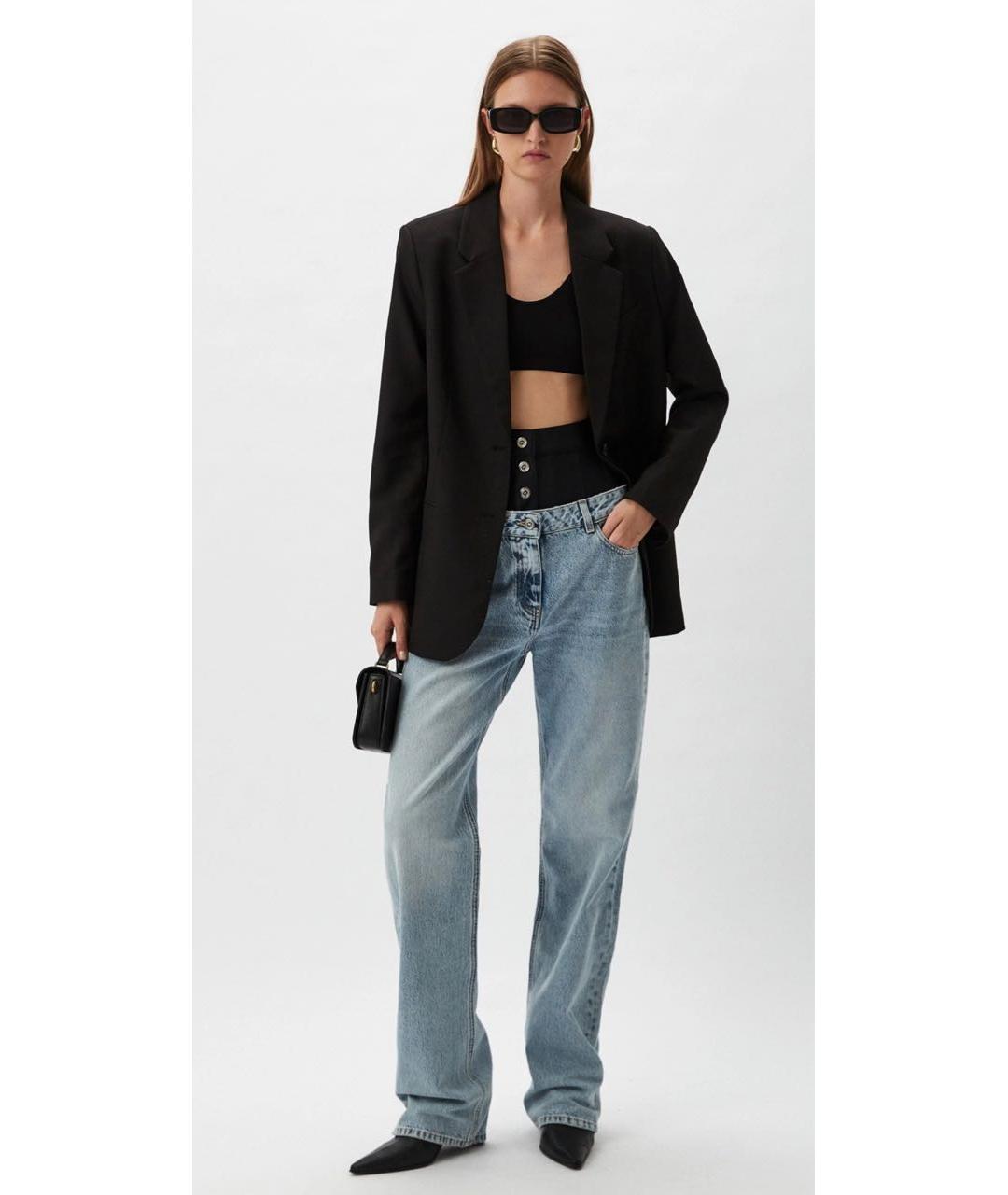 ELISABETTA FRANCHI Голубые хлопковые прямые джинсы, фото 5