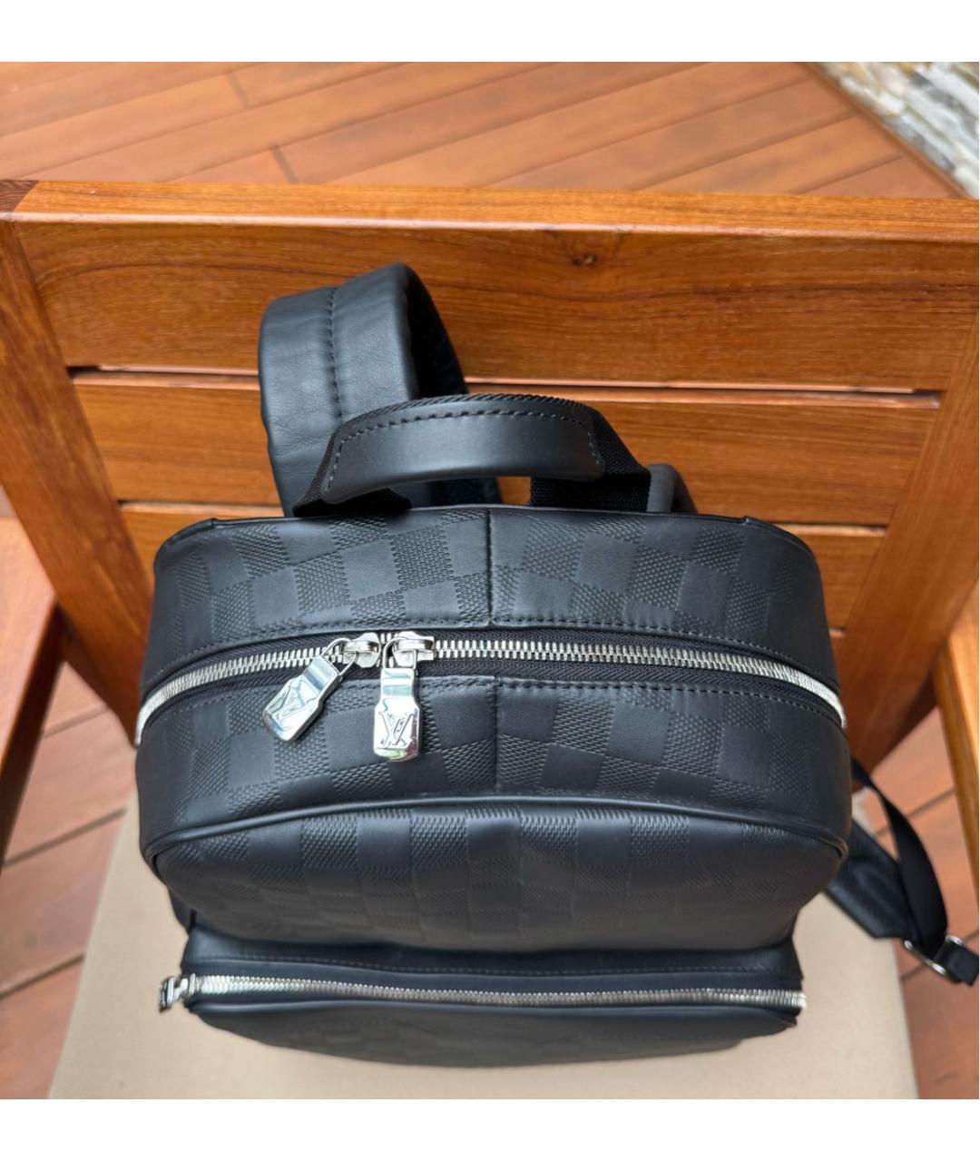 LOUIS VUITTON Черный кожаный портфель, фото 6