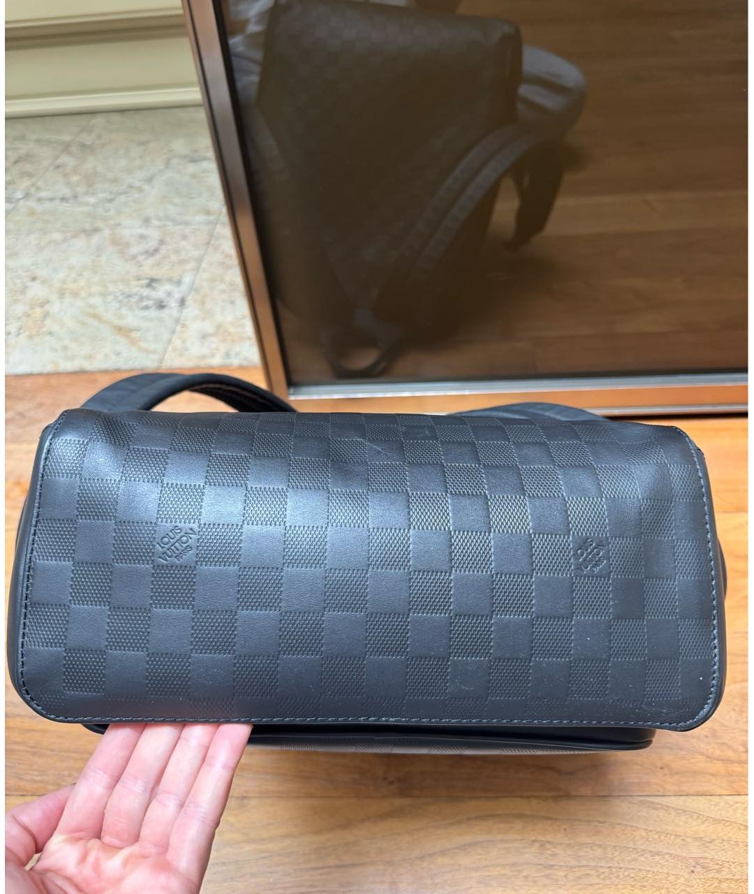 LOUIS VUITTON Черный кожаный портфель, фото 4