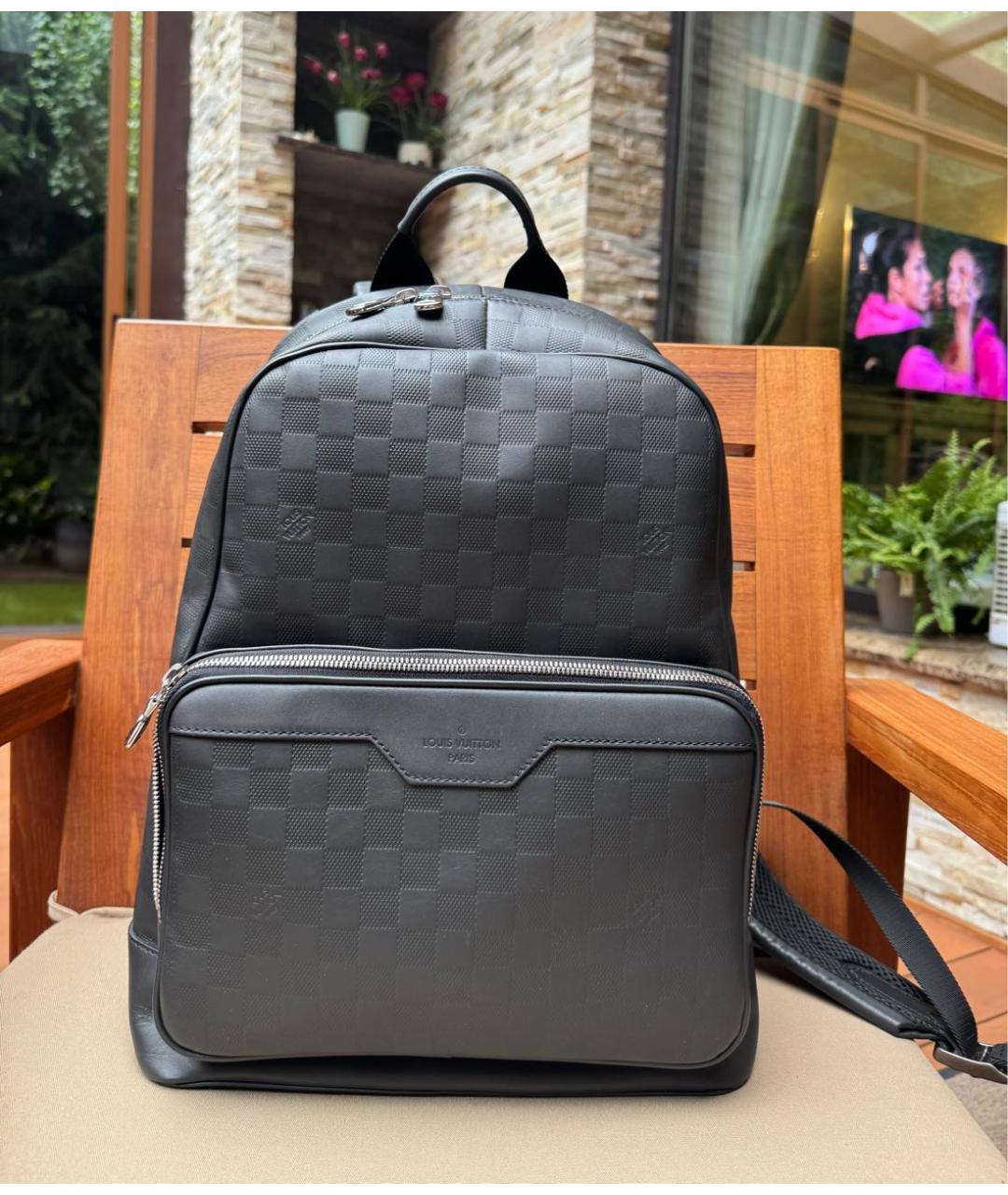 LOUIS VUITTON Черный кожаный портфель, фото 9