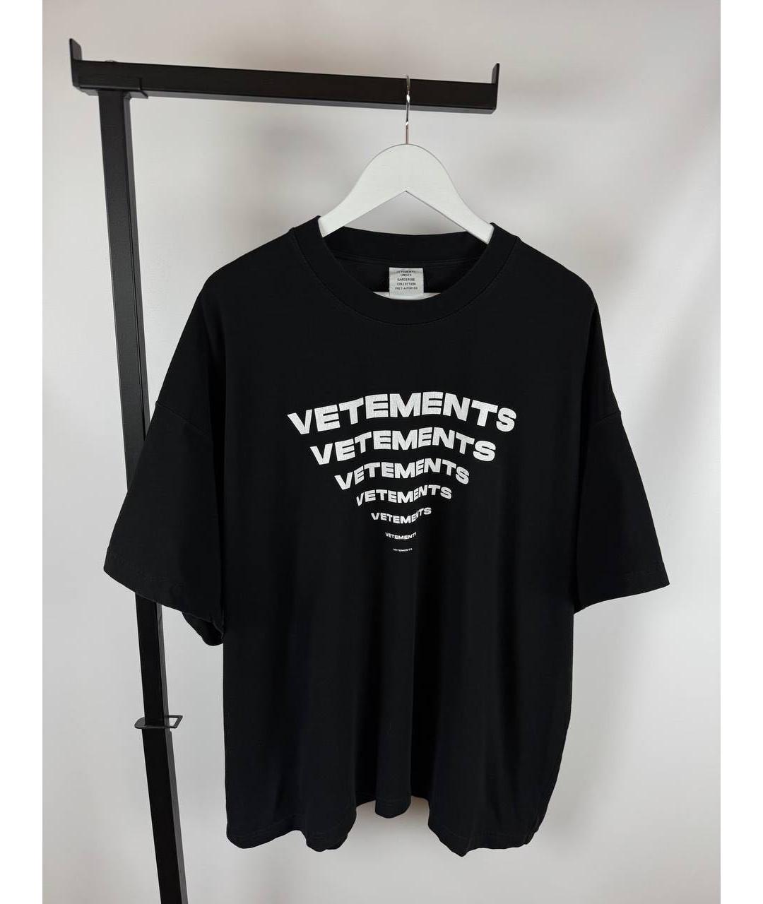 VETEMENTS Черная хлопковая футболка, фото 2