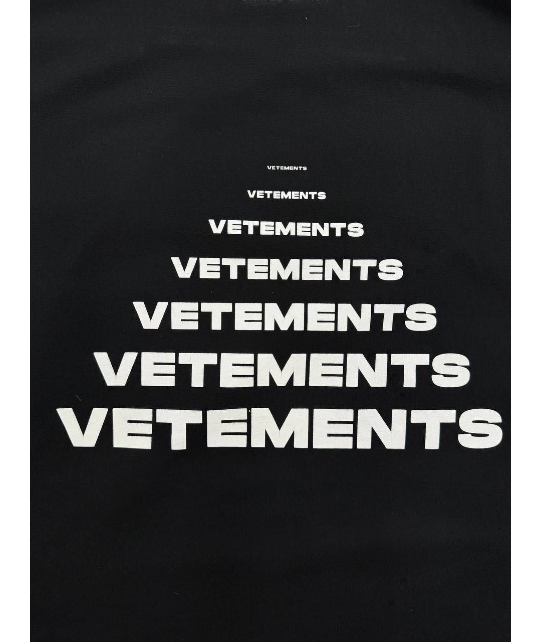 VETEMENTS Черная хлопковая футболка, фото 6