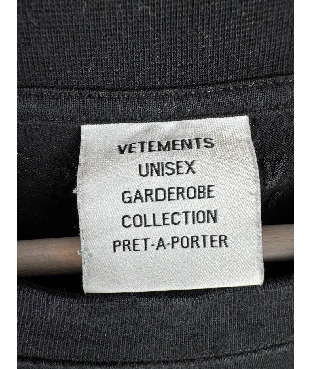 VETEMENTS Черная хлопковая футболка, фото 4