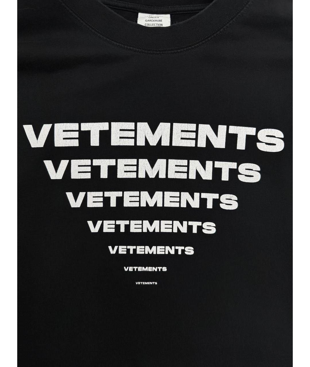 VETEMENTS Черная хлопковая футболка, фото 7
