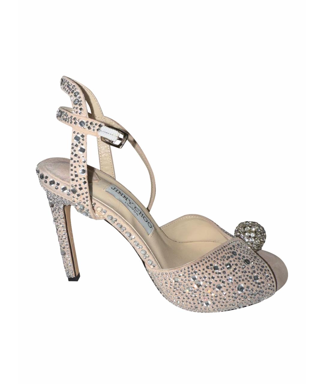 JIMMY CHOO Серебряные замшевые босоножки, фото 1