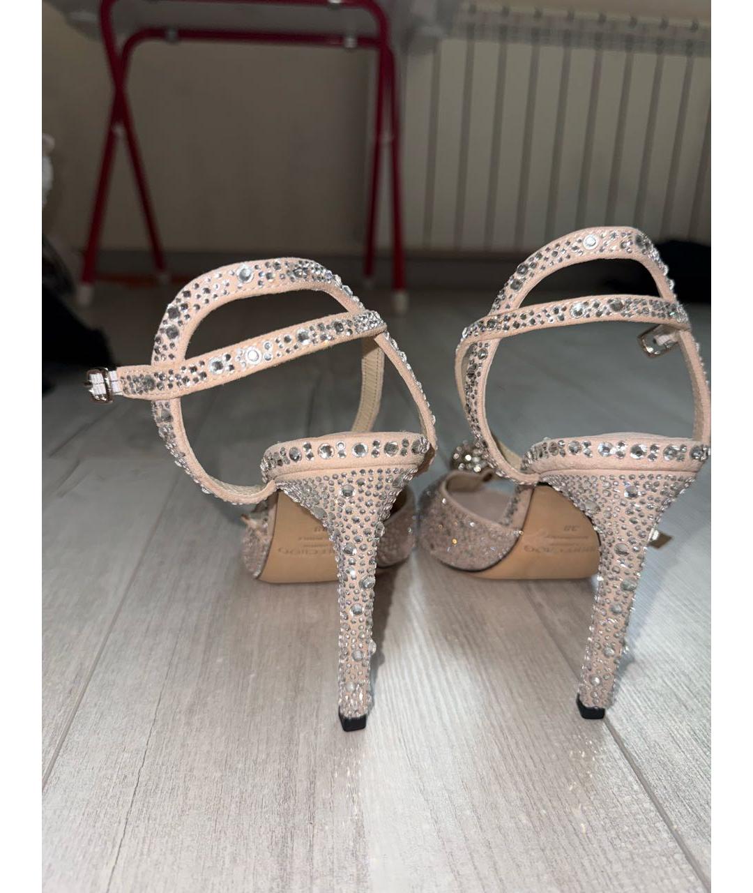 JIMMY CHOO Серебряные замшевые босоножки, фото 4