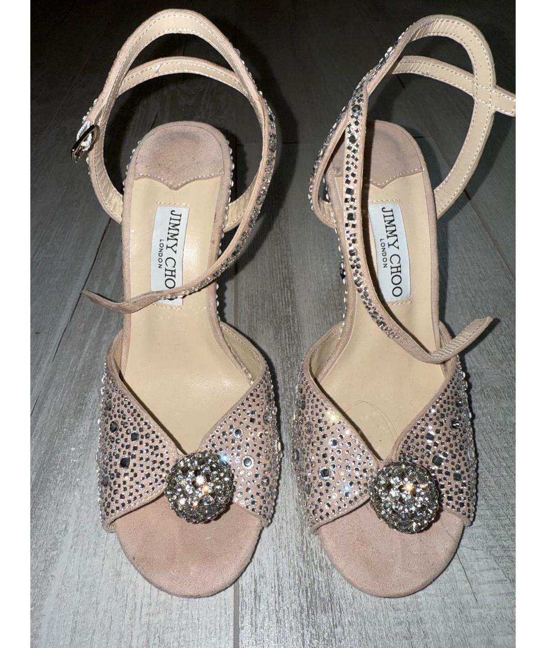 JIMMY CHOO Серебряные замшевые босоножки, фото 2