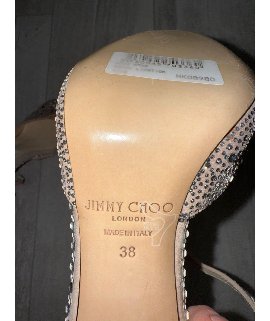 JIMMY CHOO Серебряные замшевые босоножки, фото 6