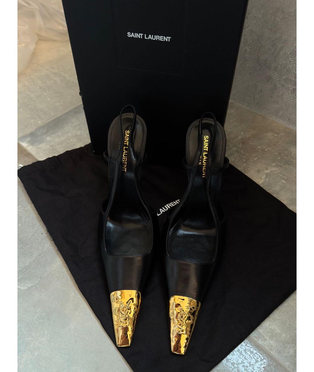 SAINT LAURENT Черные кожаные туфли, фото 2