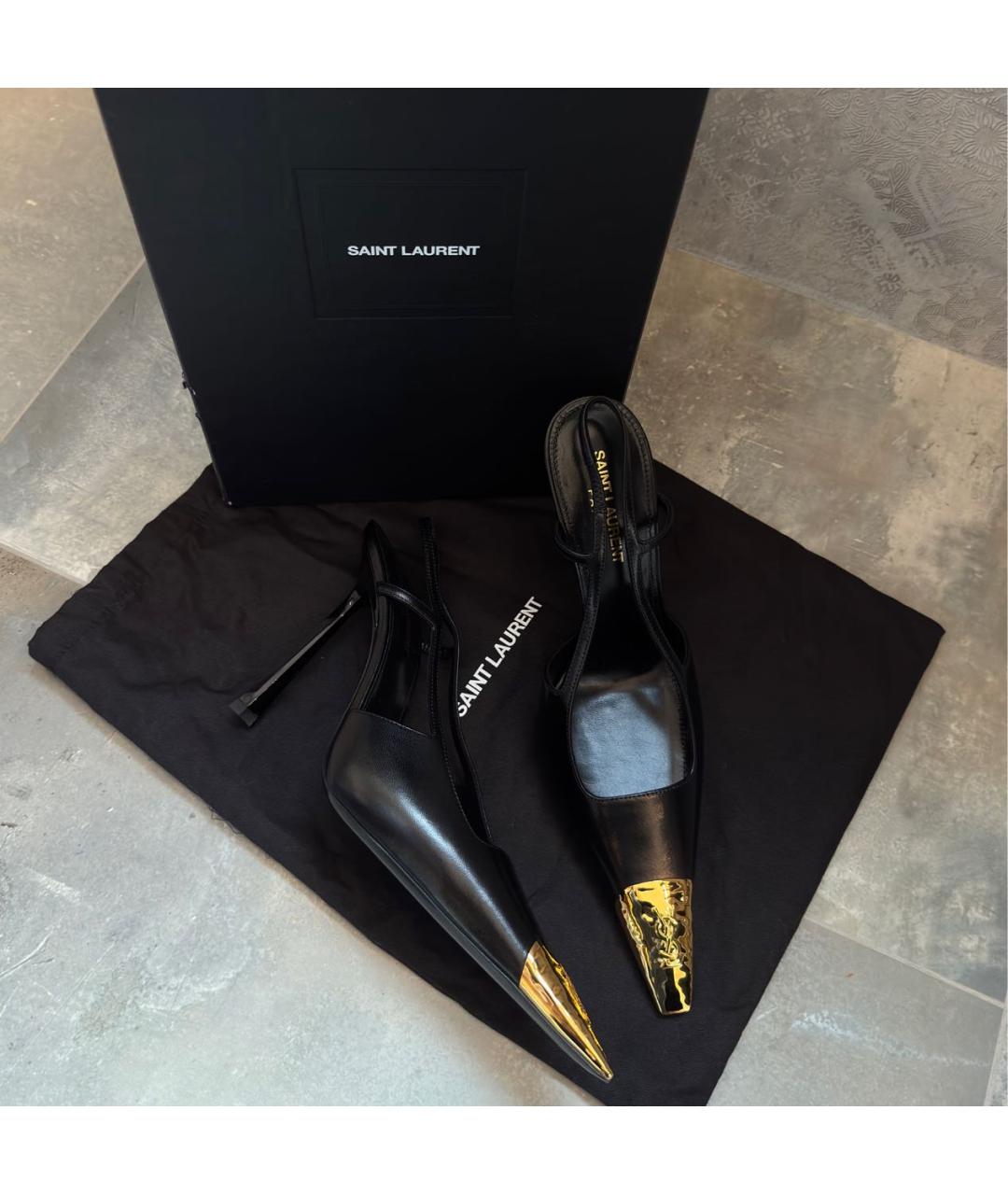 SAINT LAURENT Черные кожаные туфли, фото 5