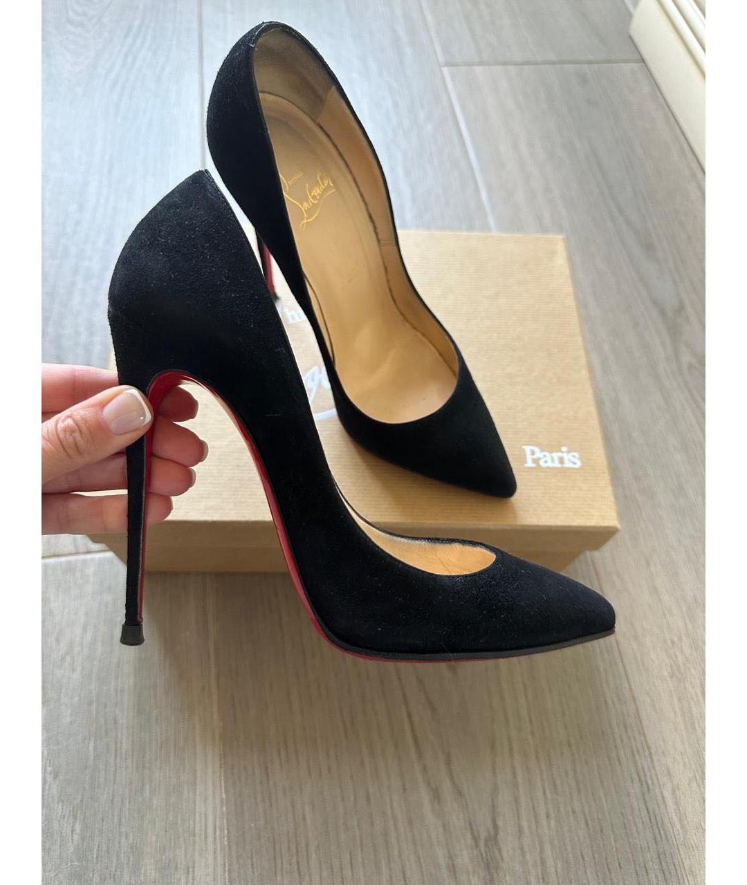 CHRISTIAN LOUBOUTIN Черные замшевые туфли, фото 5