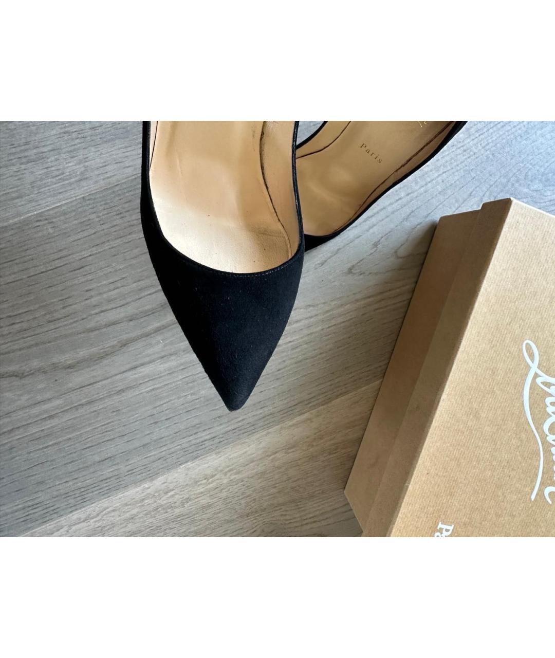 CHRISTIAN LOUBOUTIN Черные замшевые туфли, фото 3