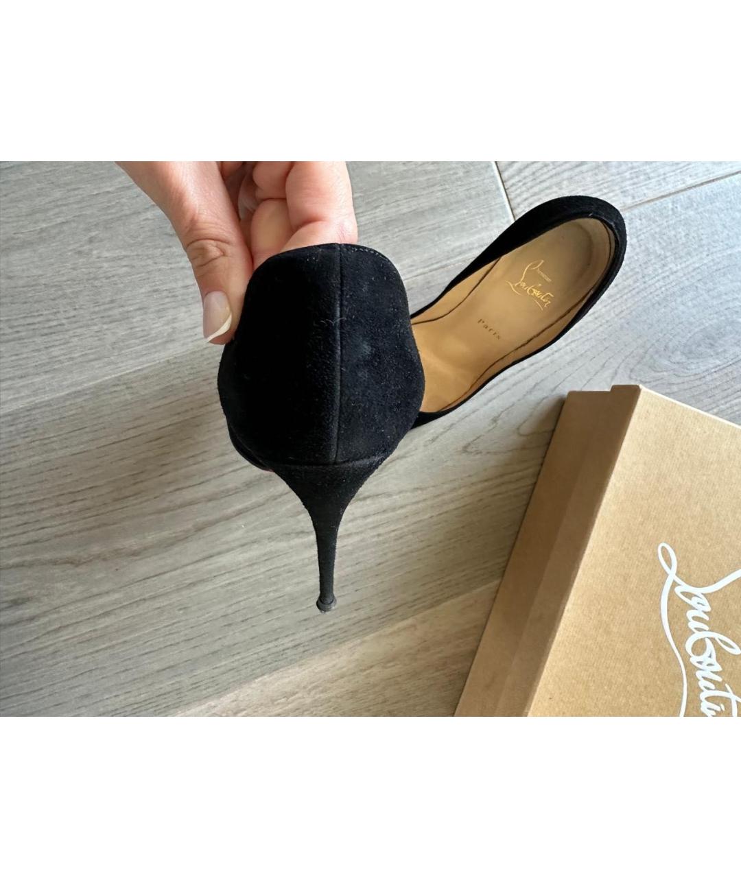 CHRISTIAN LOUBOUTIN Черные замшевые туфли, фото 4