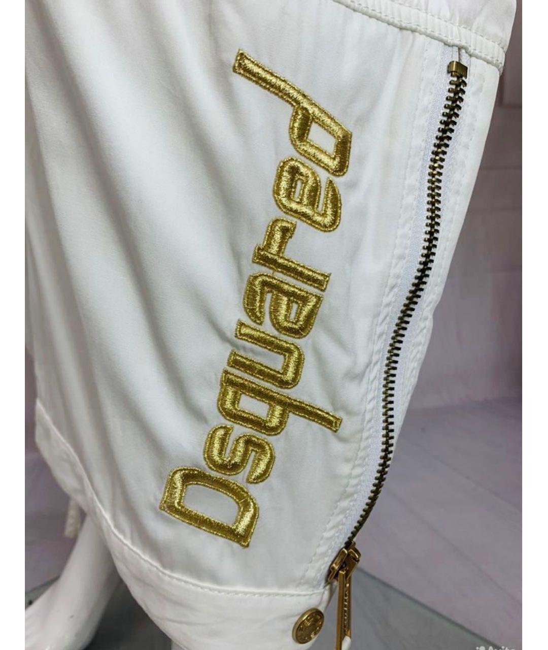 DSQUARED2 Белые хлопковые брюки широкие, фото 7