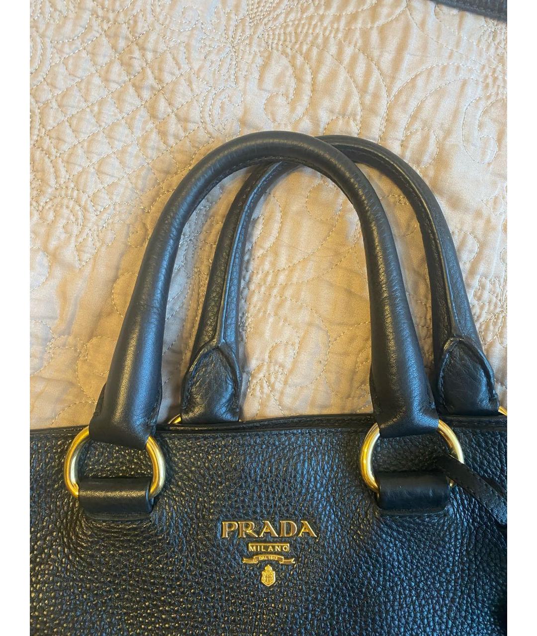 PRADA Черная кожаная сумка с короткими ручками, фото 3