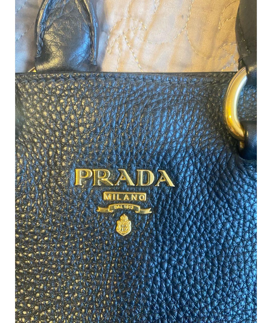 PRADA Черная кожаная сумка с короткими ручками, фото 4
