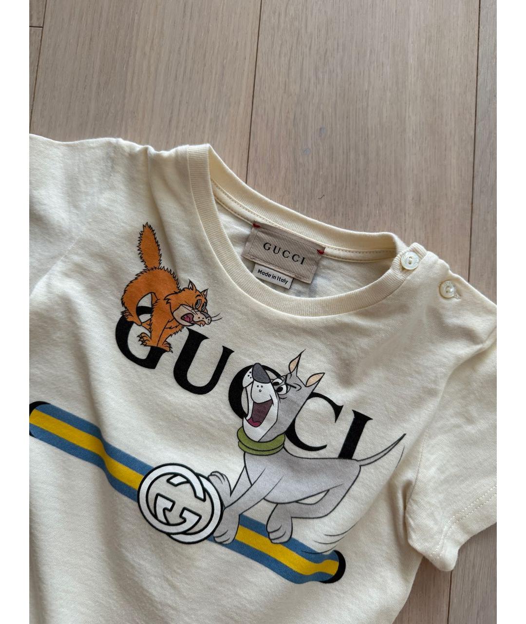 GUCCI KIDS Бежевая хлопковая детская футболка, фото 3
