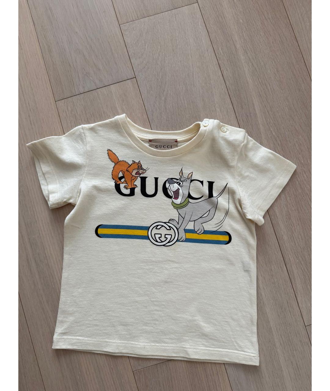 GUCCI KIDS Бежевая хлопковая детская футболка, фото 6