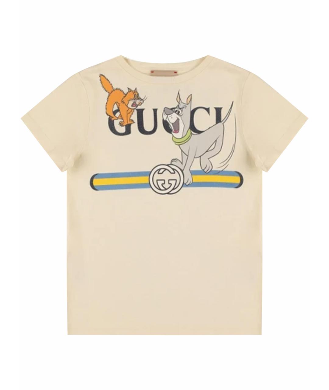 GUCCI KIDS Бежевая хлопковая детская футболка, фото 1
