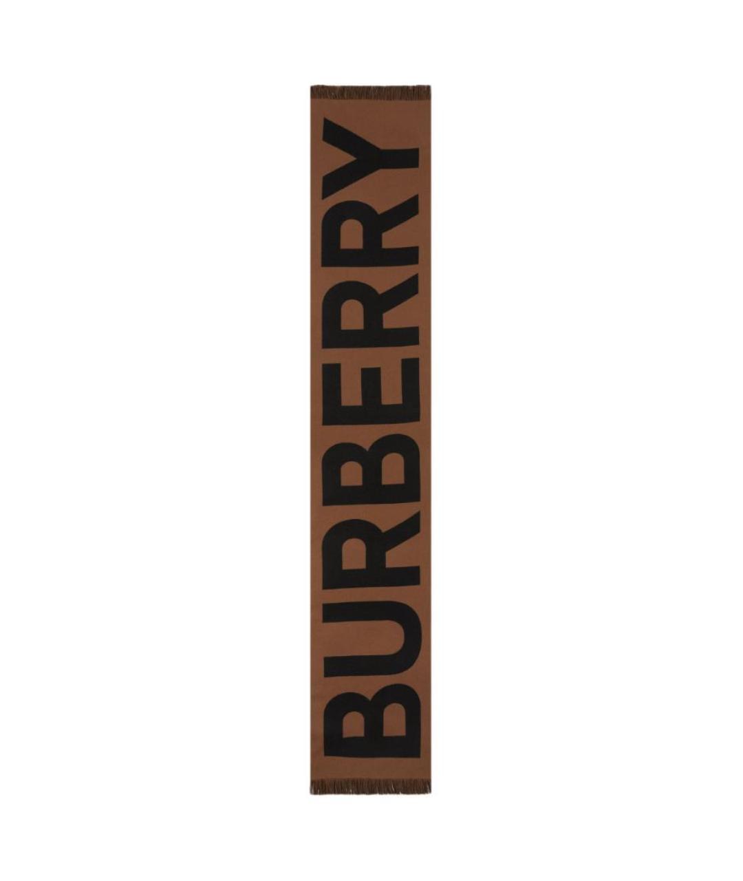 BURBERRY Коричневый шерстяной шарф, фото 4