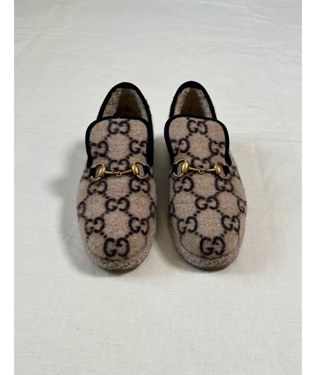 GUCCI Бежевые текстильные лоферы, фото 2