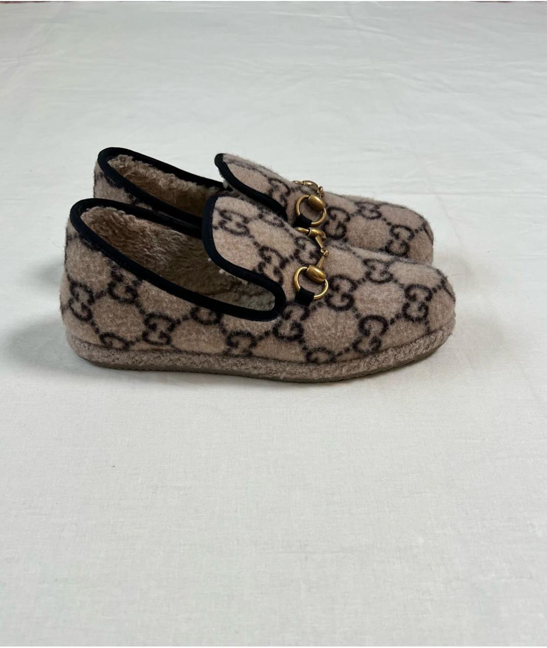 GUCCI Бежевые текстильные лоферы, фото 9