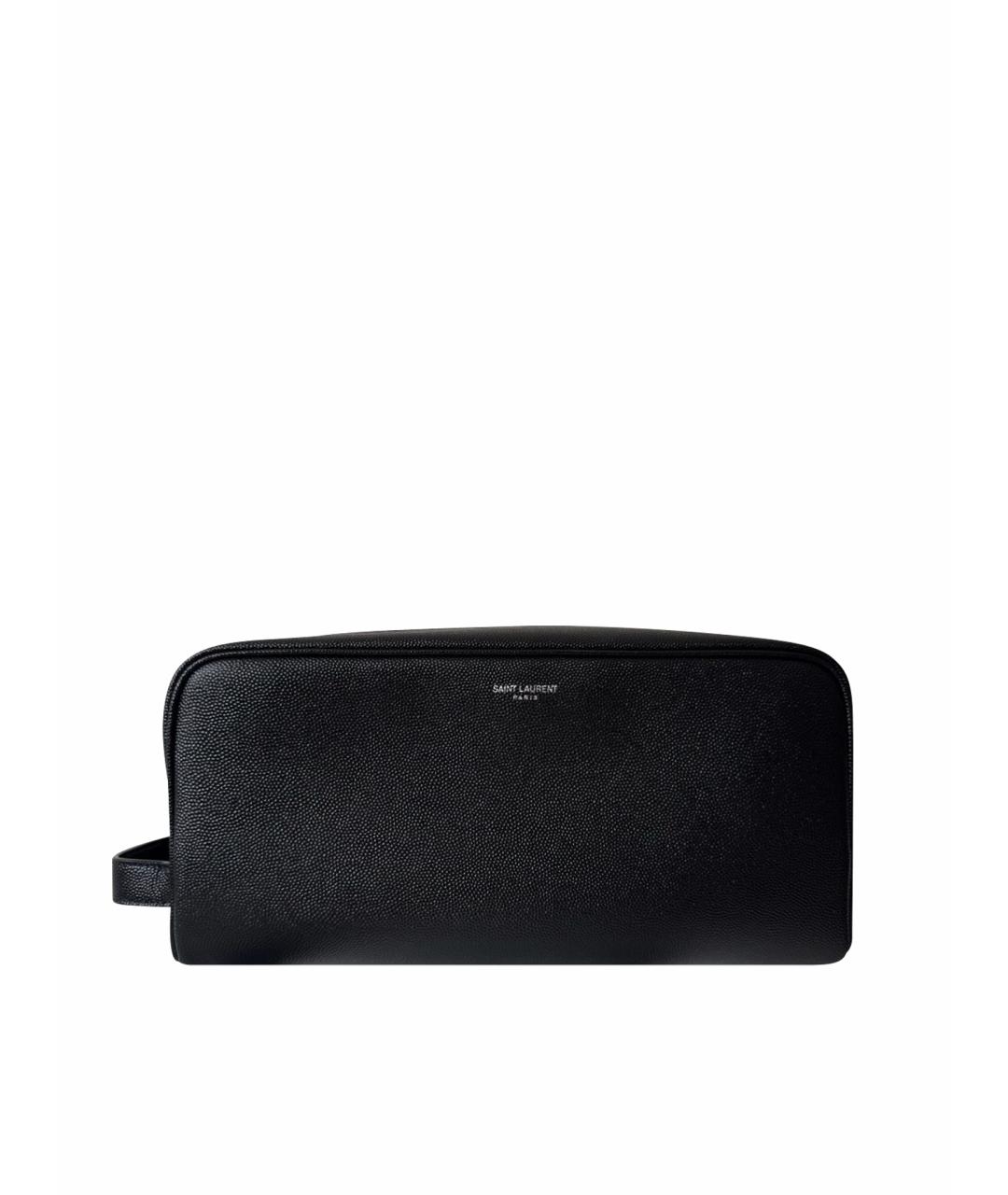 SAINT LAURENT Черная кожаная косметичка, фото 1