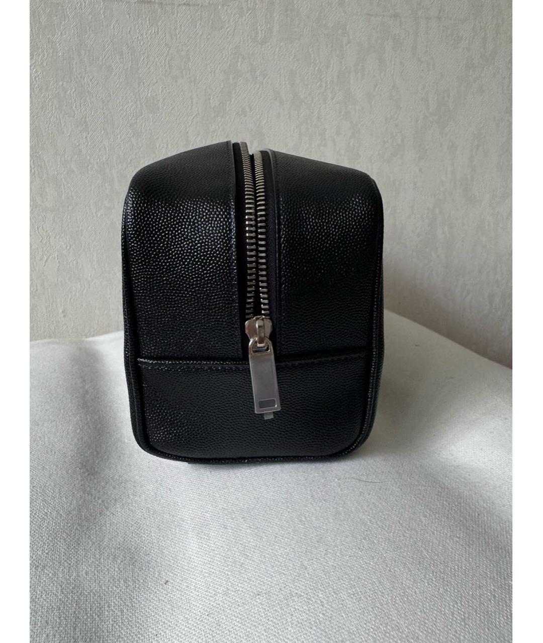 SAINT LAURENT Черная кожаная косметичка, фото 7