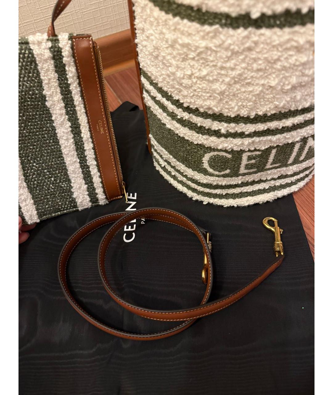 CELINE Зеленая тканевая пляжная сумка, фото 5