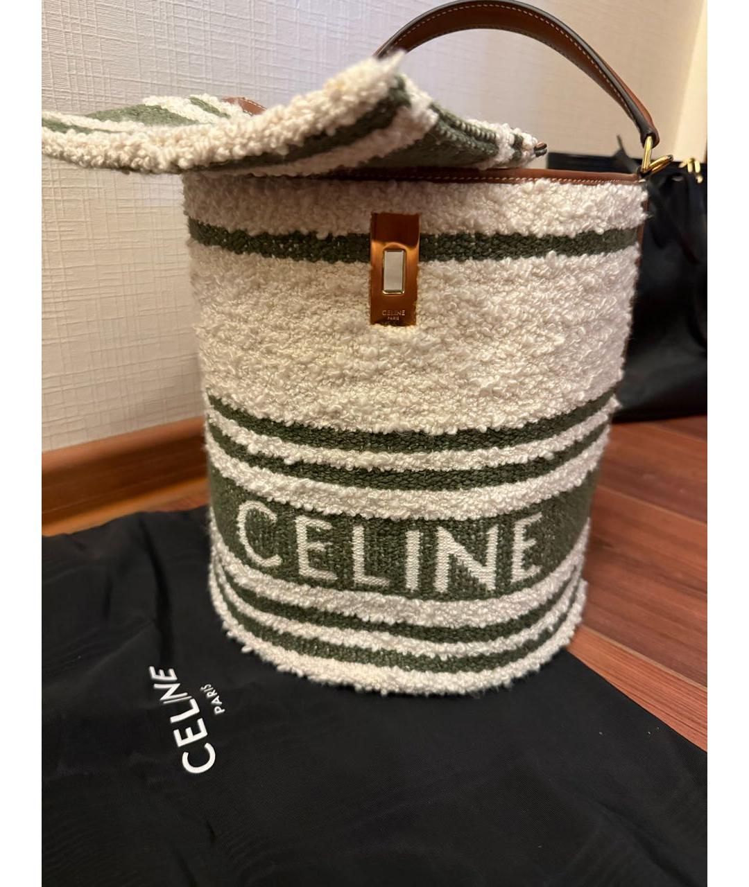 CELINE Зеленая тканевая пляжная сумка, фото 6