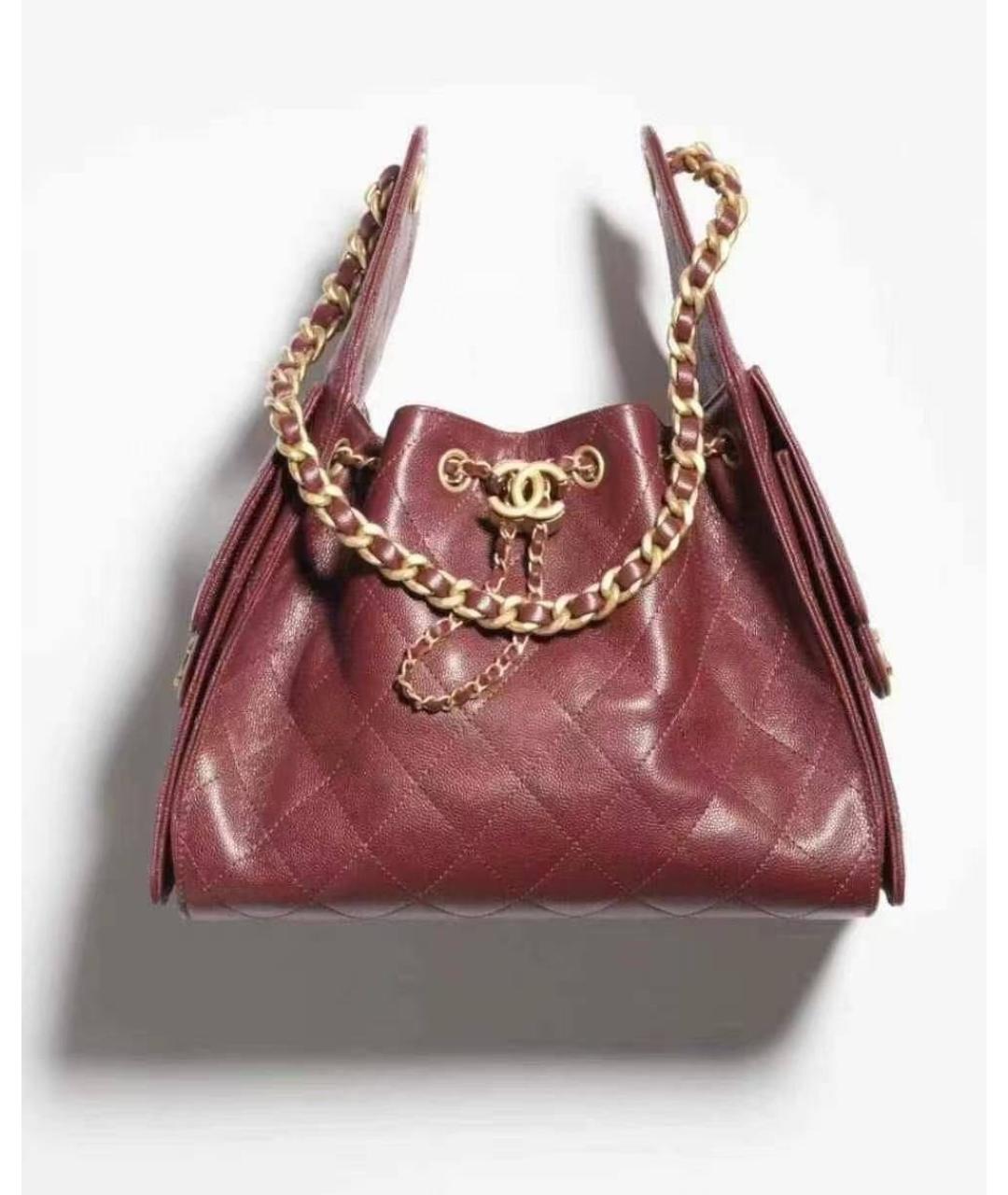 CHANEL Бордовая кожаная сумка через плечо, фото 2