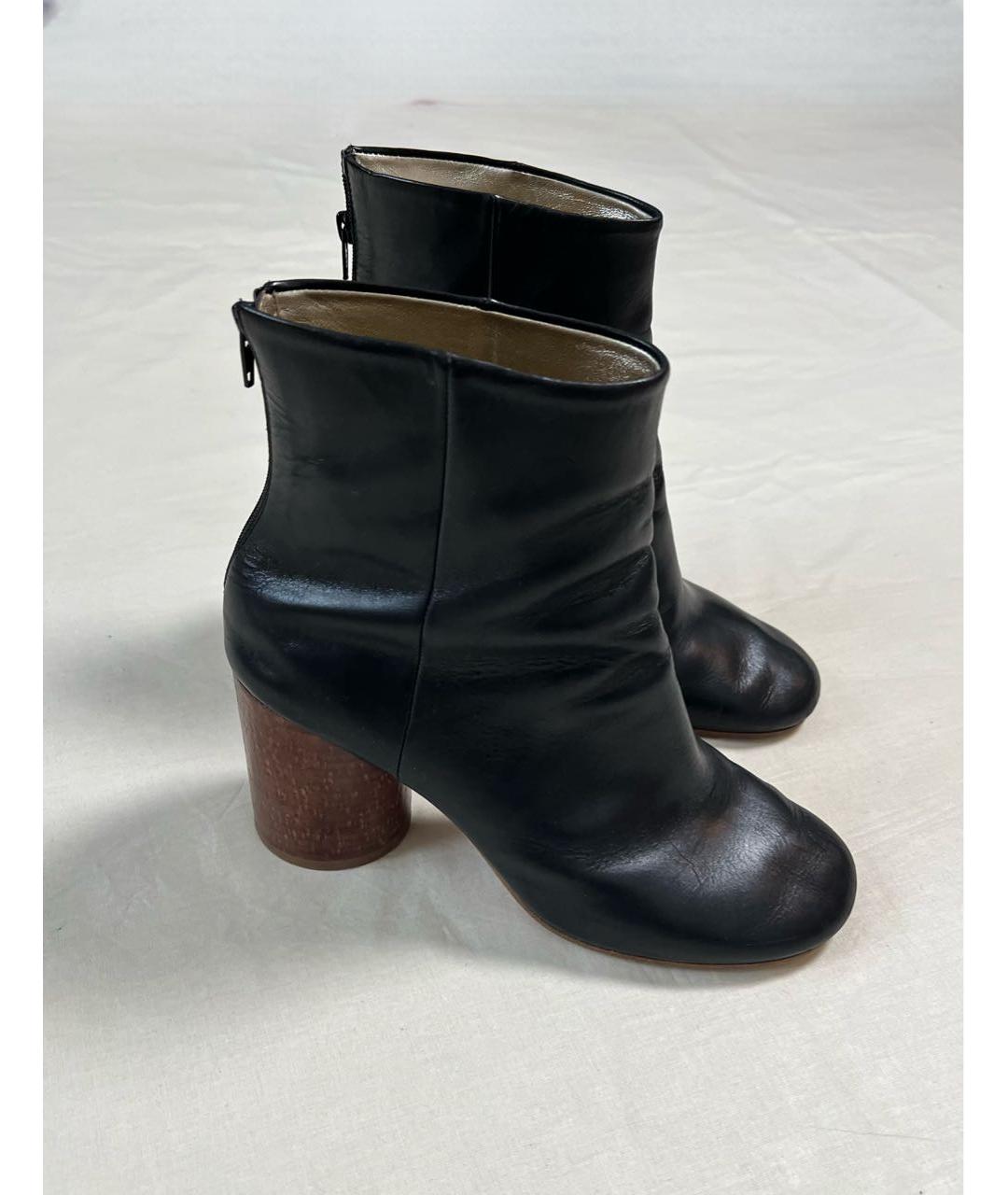 MAISON MARGIELA Черные кожаные ботильоны, фото 2