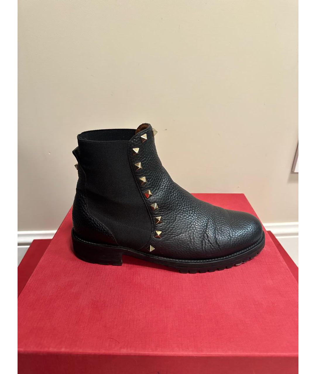 VALENTINO Черные кожаные полусапоги, фото 5
