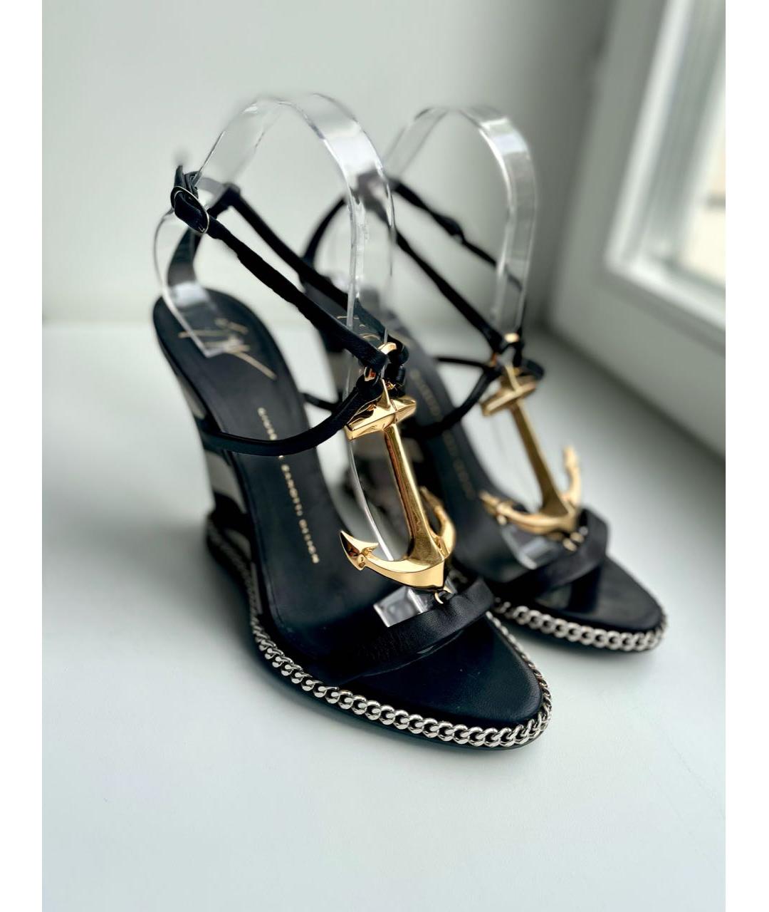 GIUSEPPE ZANOTTI DESIGN Черные текстильные босоножки, фото 2
