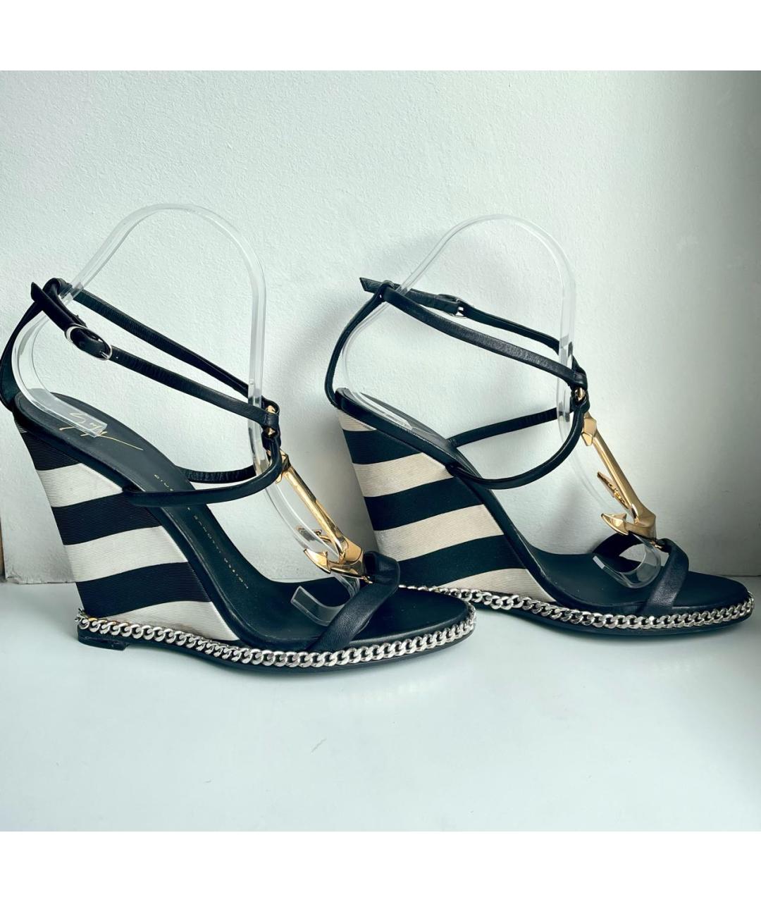 GIUSEPPE ZANOTTI DESIGN Черные текстильные босоножки, фото 3