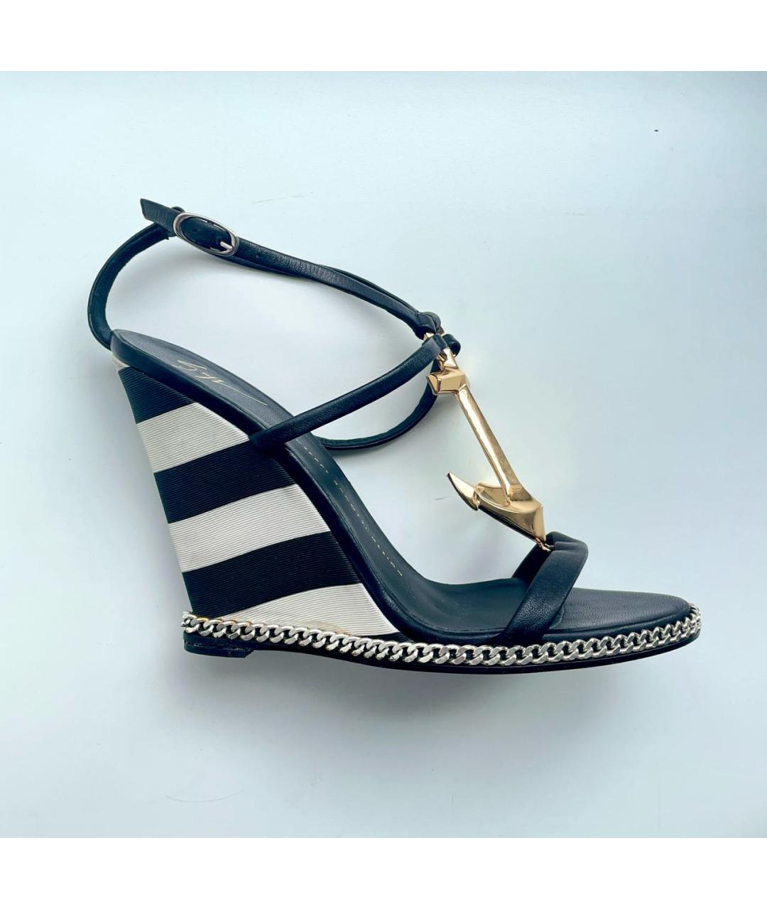 GIUSEPPE ZANOTTI DESIGN Черные текстильные босоножки, фото 9