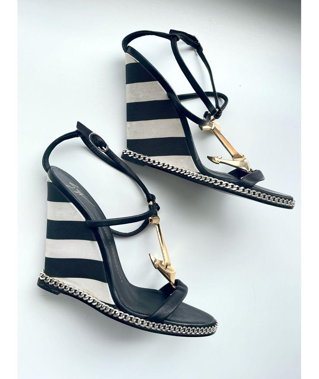 GIUSEPPE ZANOTTI DESIGN Черные текстильные босоножки, фото 7
