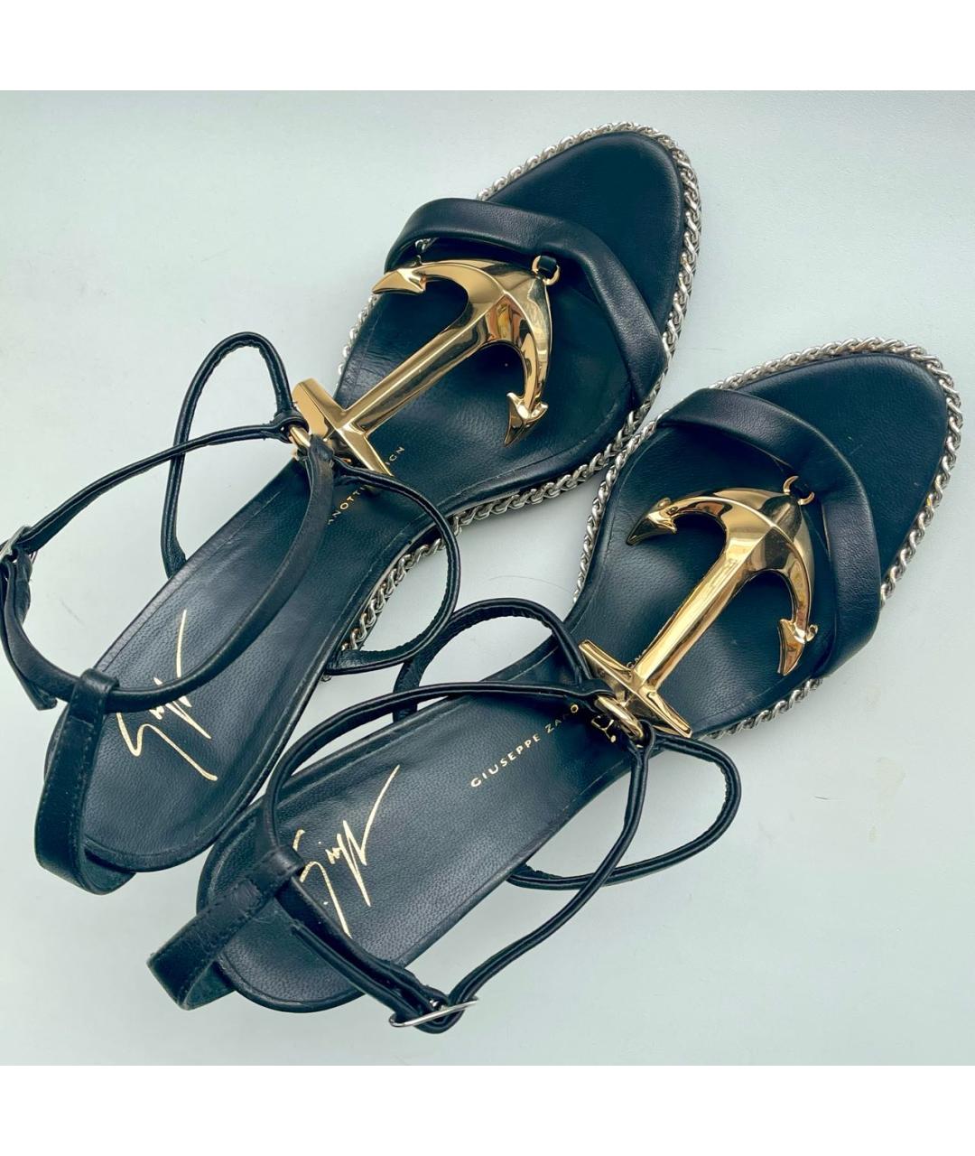 GIUSEPPE ZANOTTI DESIGN Черные текстильные босоножки, фото 4