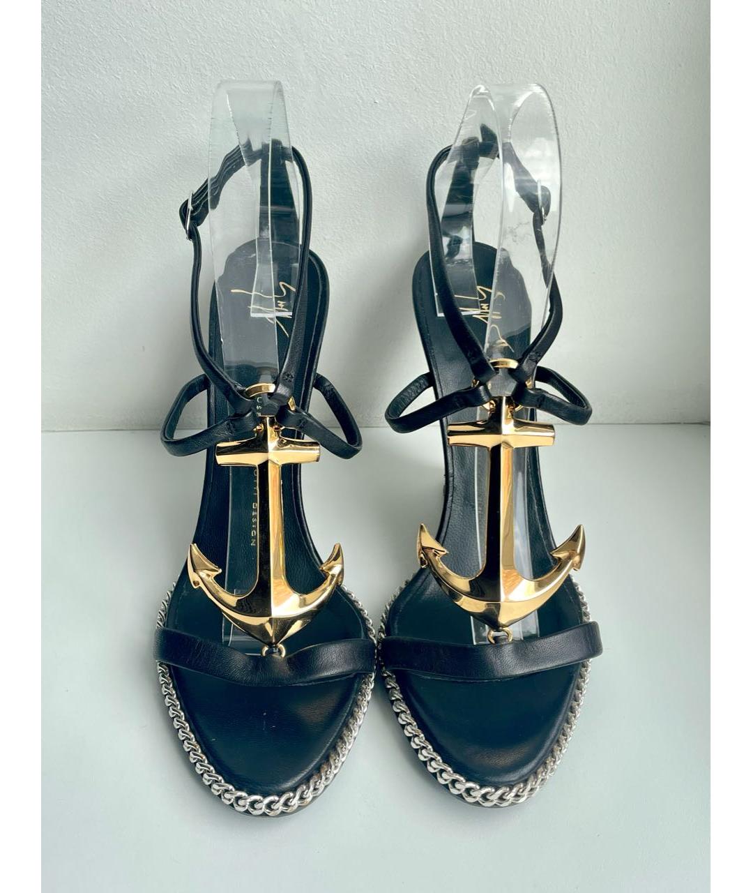 GIUSEPPE ZANOTTI DESIGN Черные текстильные босоножки, фото 6