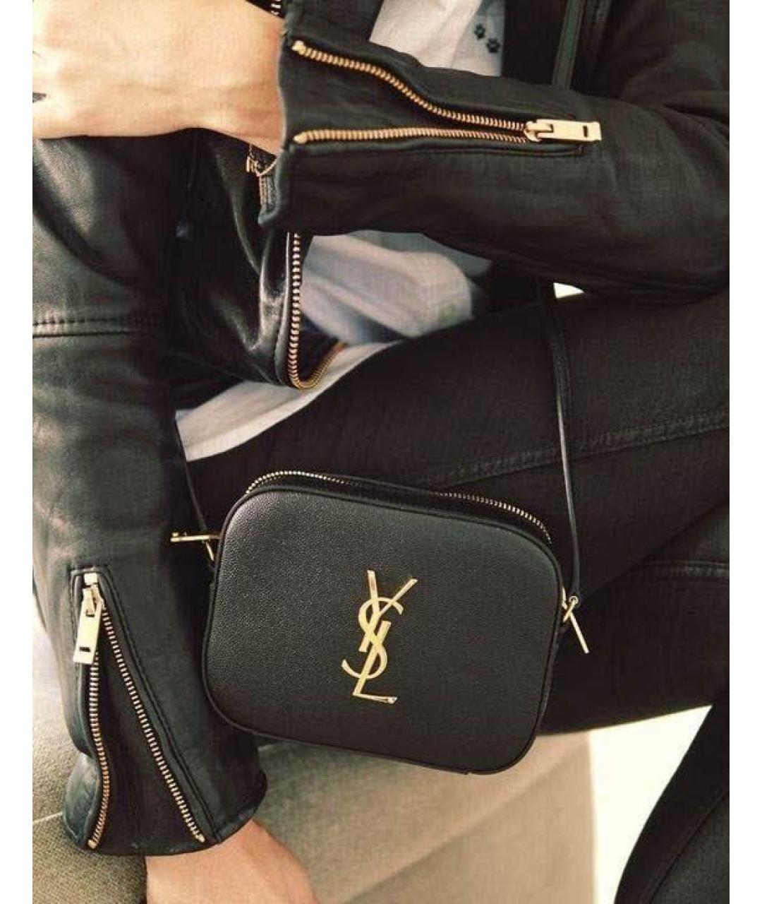SAINT LAURENT Черная кожаная сумка через плечо, фото 5