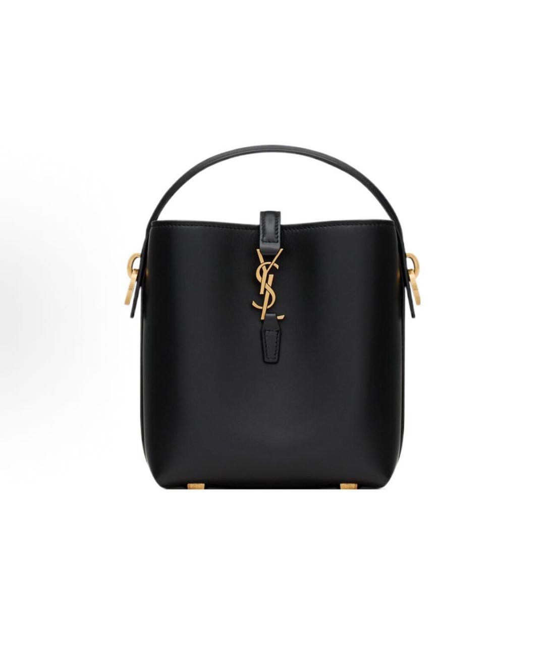 SAINT LAURENT Черная кожаная сумка тоут, фото 5