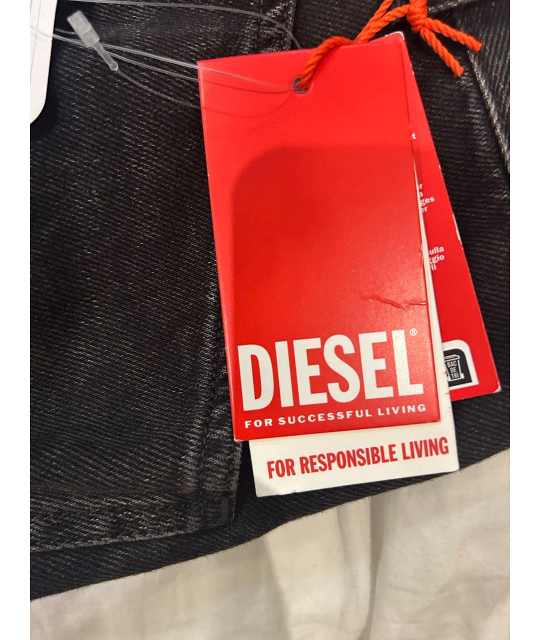 DIESEL Черные хлопковые прямые джинсы, фото 4