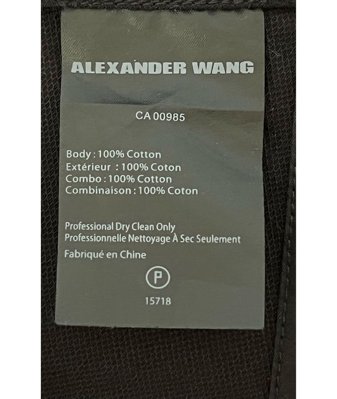 ALEXANDER WANG Черное хлопковое повседневное платье, фото 8