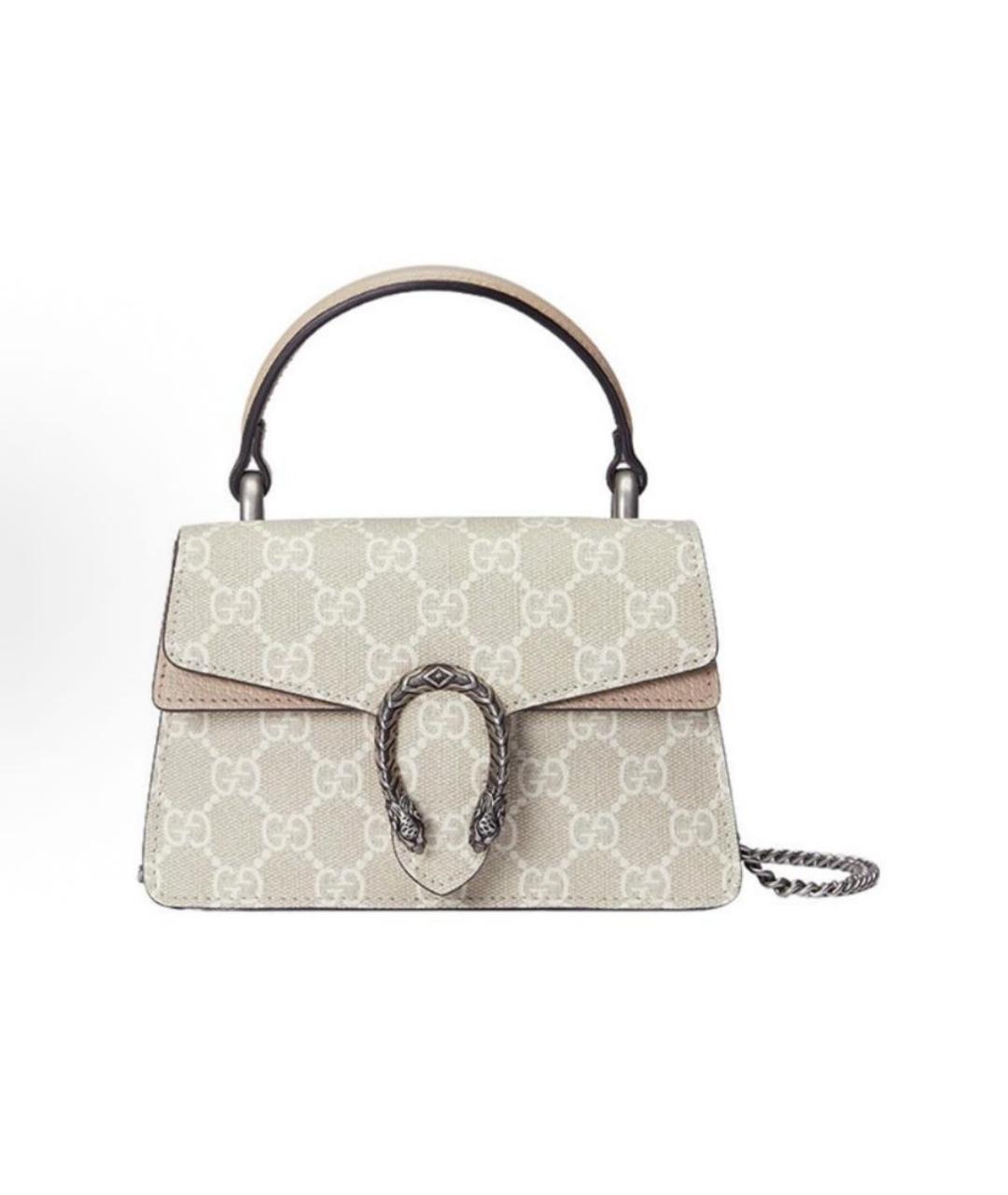 GUCCI Бежевая кожаная сумка с короткими ручками, фото 8